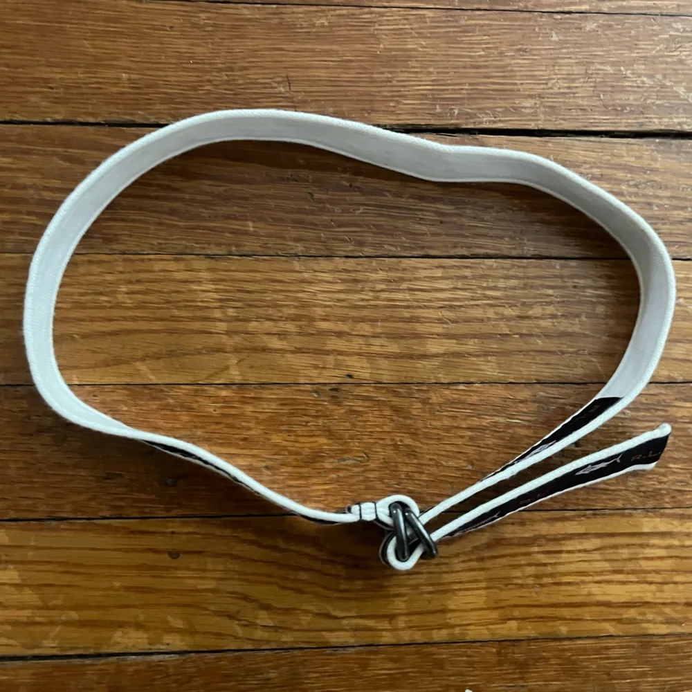 Polo by Ralph Lauren Navy and White Fish Motif Webbing Belt